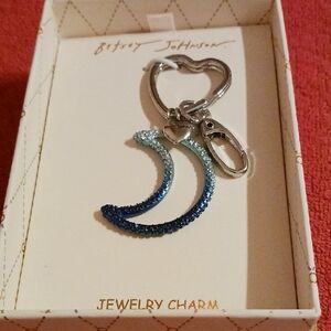 Betsey Johnson Blue and Silver Crescent Keychain